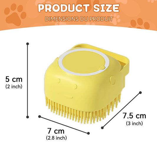 Dog bath brush, pet massage brush with shampoo dispenser