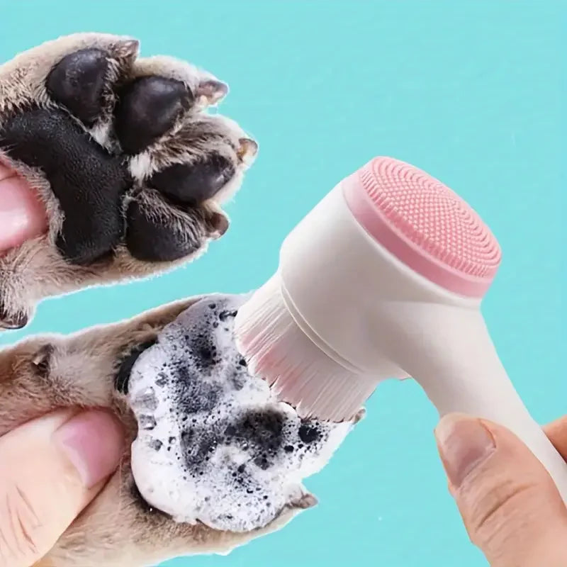 Silicone paw cleaner for pets and massage brush