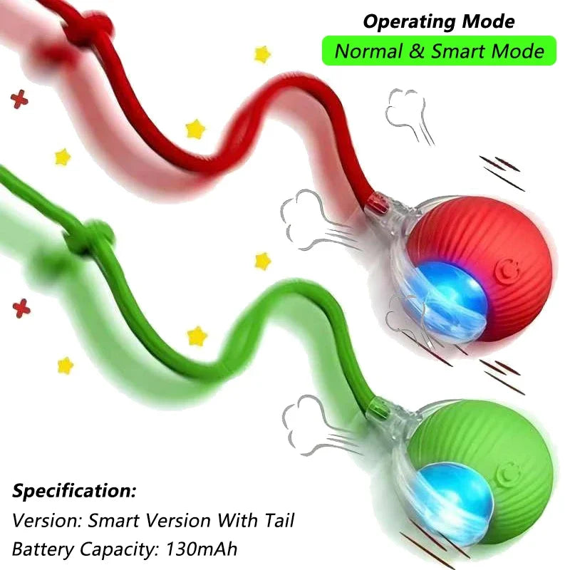 Rechargeable interactive toy for pets - automatic rolling ball with a tail.