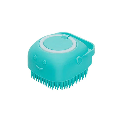Dog bath brush, pet massage brush with shampoo dispenser