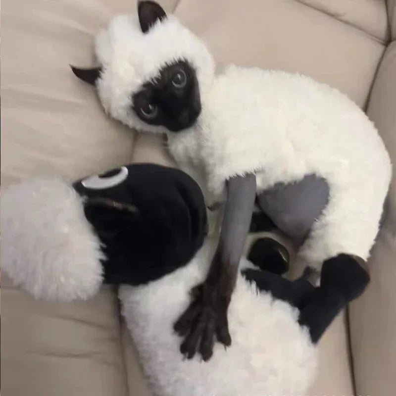 Winter Sphynx Cat Clothes Thickened Warm Four-legged Pullover Cat Coat Lamb Double-sided