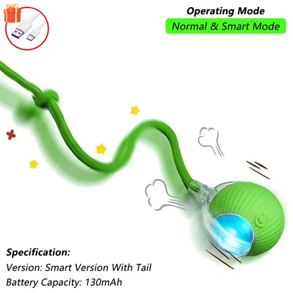 Rechargeable interactive toy for pets - automatic rolling ball with a tail.