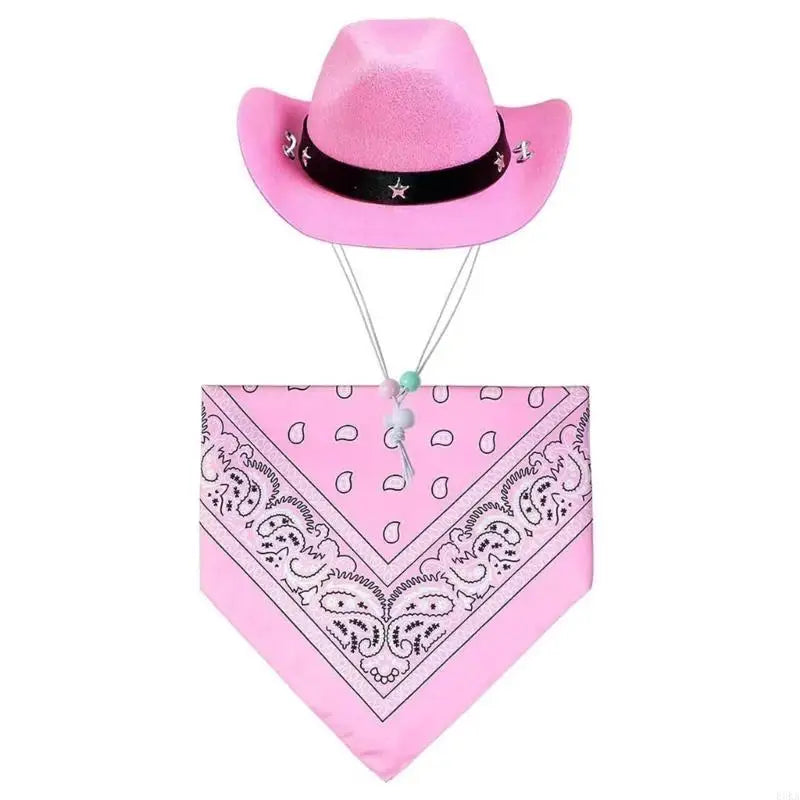 Cowboy hat costume for dogs, set of bandanas for dogs.
