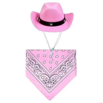 Cowboy hat costume for dogs, set of bandanas for dogs.