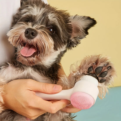 Silicone paw cleaner for pets and massage brush