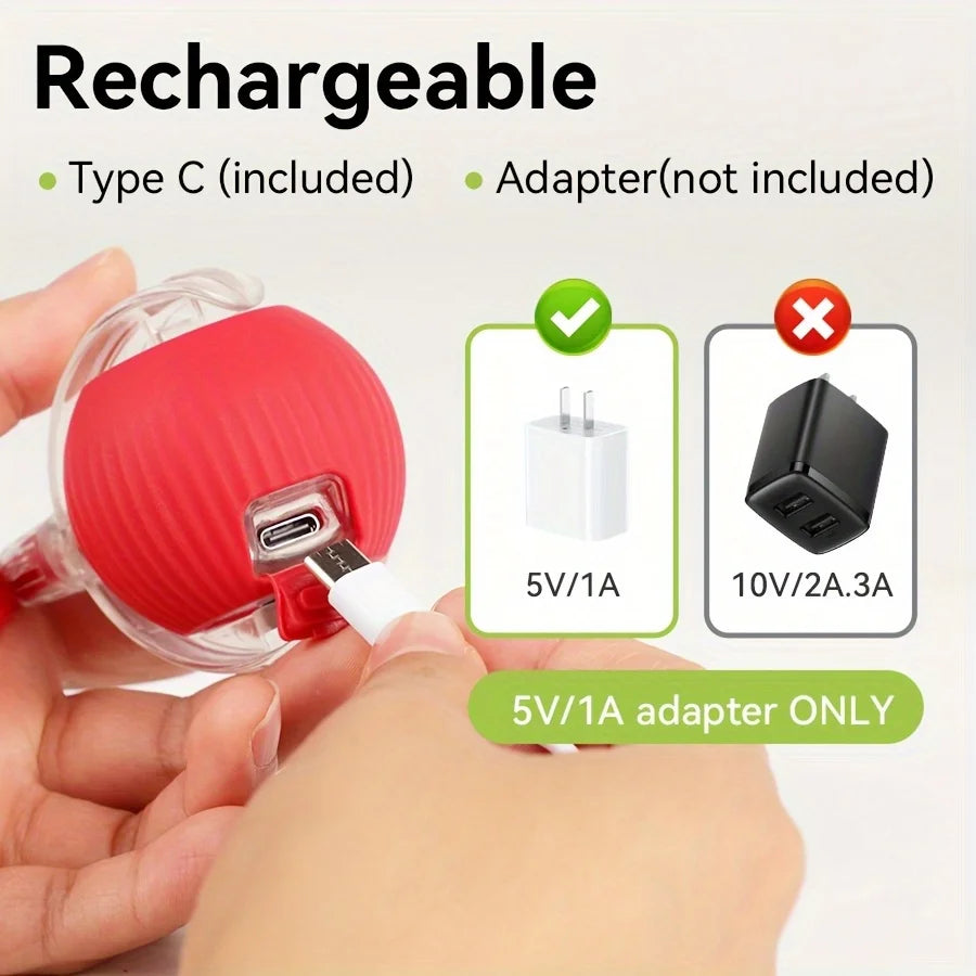 Rechargeable interactive toy for pets - automatic rolling ball with a tail.