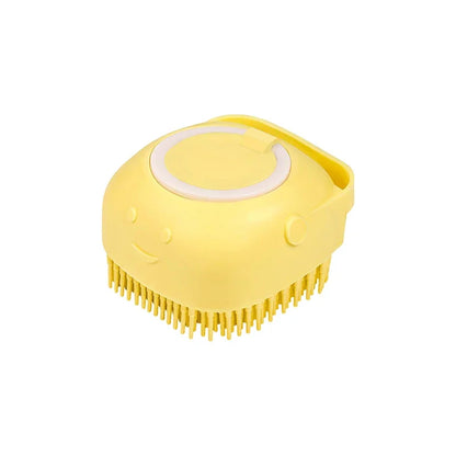 Dog bath brush, pet massage brush with shampoo dispenser
