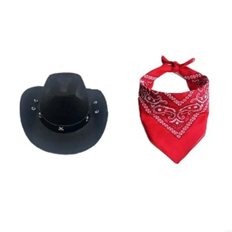 Cowboy hat costume for dogs, set of bandanas for dogs.