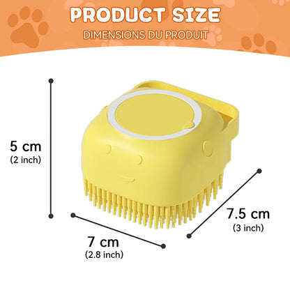 Dog bath brush, pet massage brush with shampoo dispenser