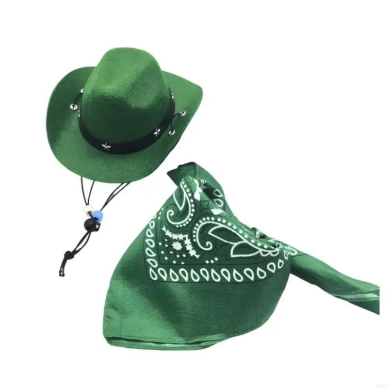 Cowboy hat costume for dogs, set of bandanas for dogs.
